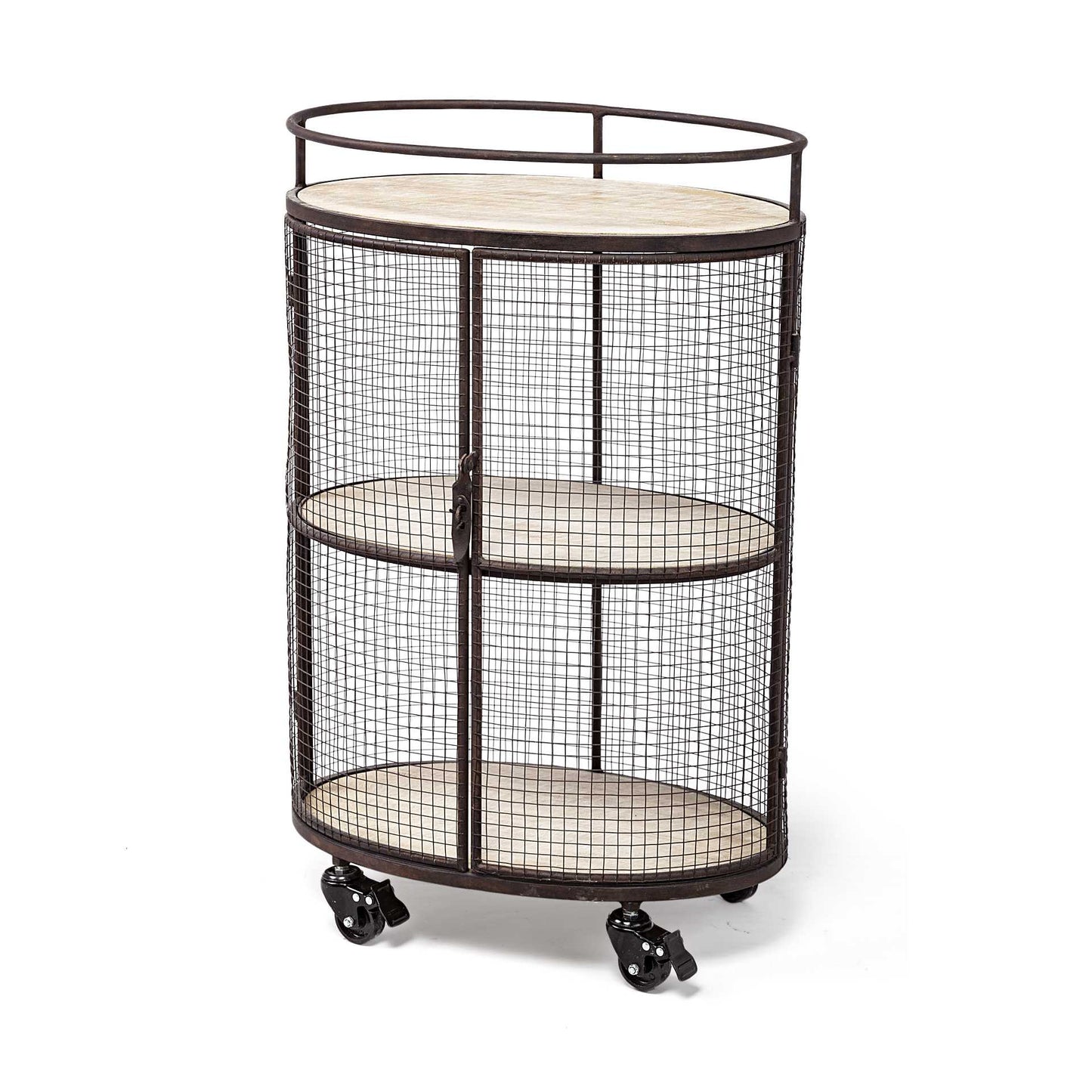 Cylindrical Matte Black Metal Bar Cart