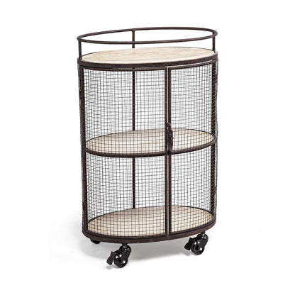 Cylindrical Matte Black Metal Bar Cart