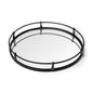 24" Silver Round Metal Indoor Outdoor Tray With Handles