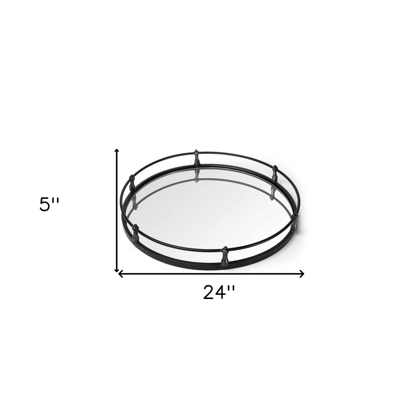 24" Silver Round Metal Indoor Outdoor Tray With Handles