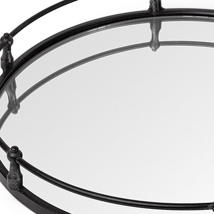 24" Silver Round Metal Indoor Outdoor Tray With Handles