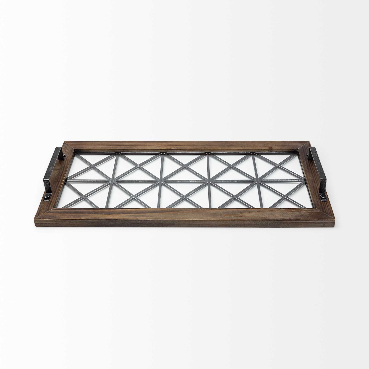 28" Brown Wood Indoor Outdoor Tray With Handles