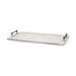 35" White and Natural Wood Indoor Outdoor Tray With Handles