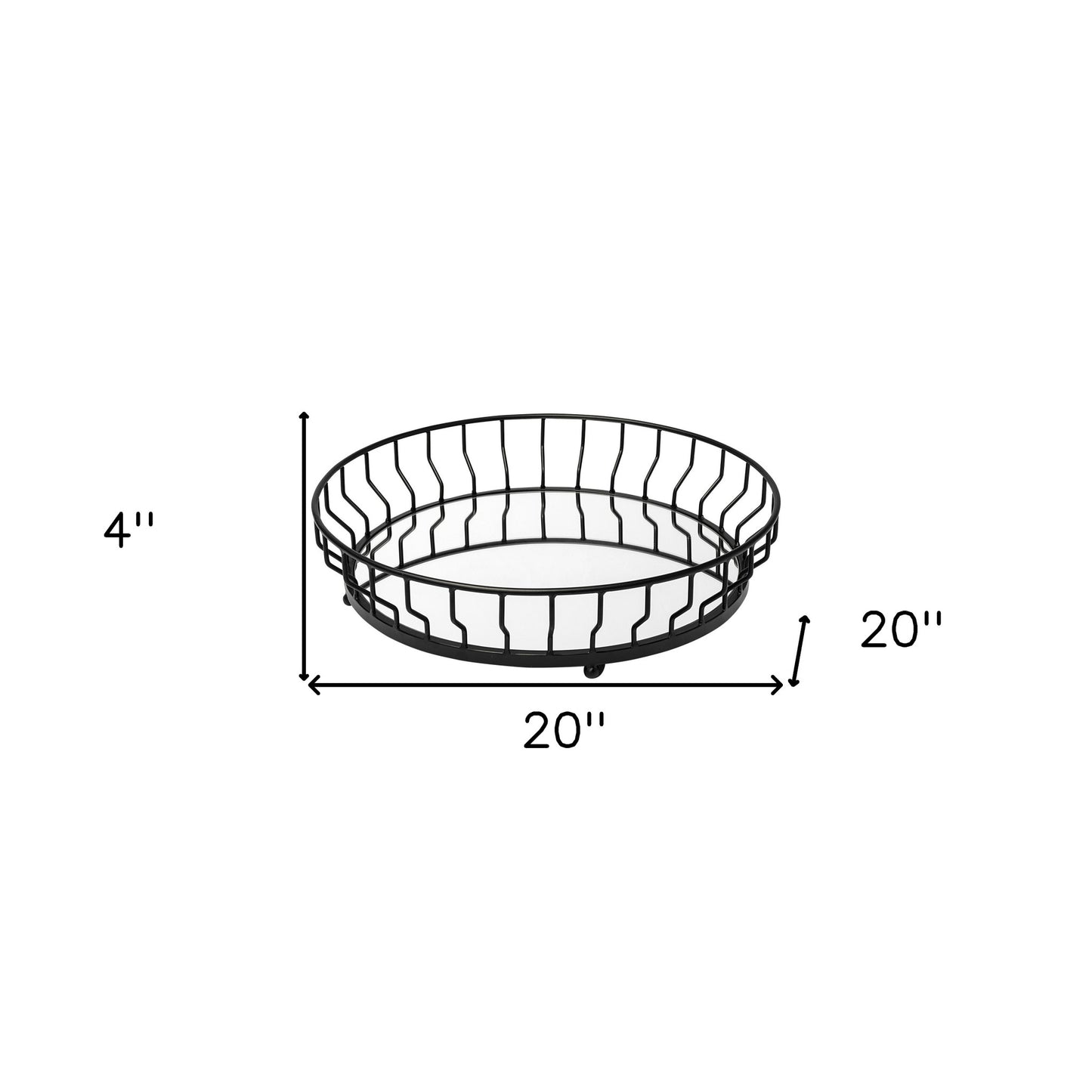 20" Black Round Metal Indoor Outdoor Serving Tray With Handles