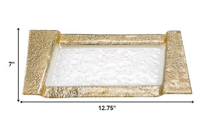 13" Gold Glass Snack Or Vanity Tray