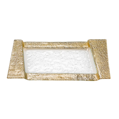 13" Gold Glass Snack Or Vanity Tray