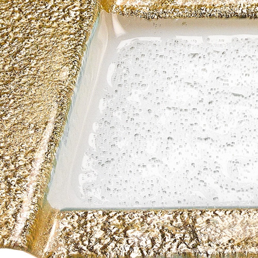 13" Clear And Gold Glass Snack Or Vanity Tray