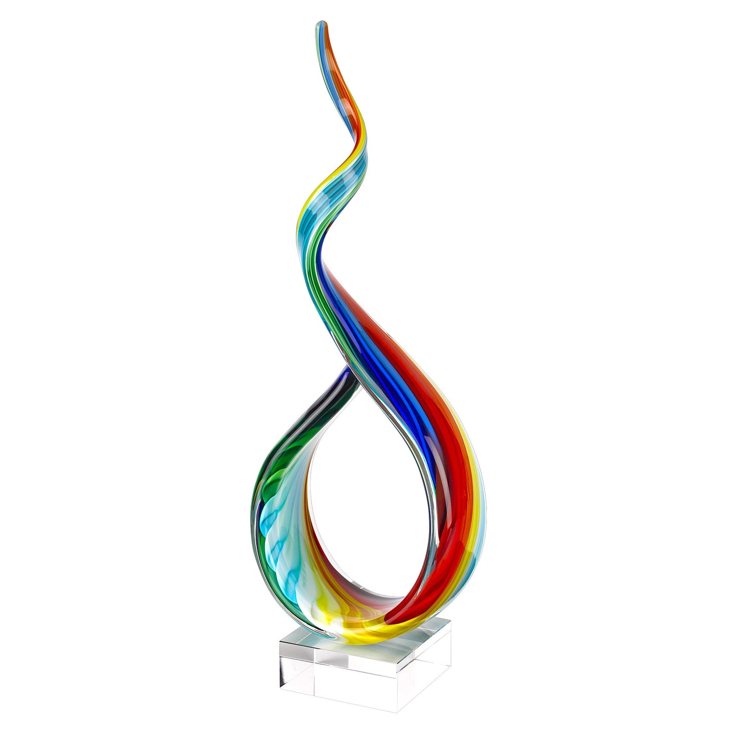 19" Rainbow Murano Glass Modern Abstract Tabletop Sculpture