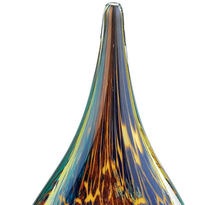 12" Blue and Yellow Murano Glass Modern Abstract Tabletop Sculpture