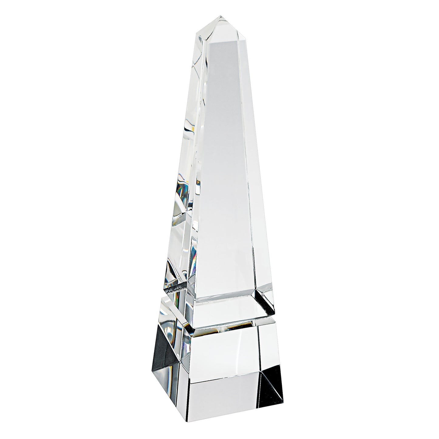 12" Clear Crystal Obelisk Statue