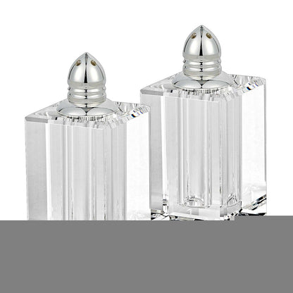 Set of Two Clear And Silver Crystal Pepper Shakers