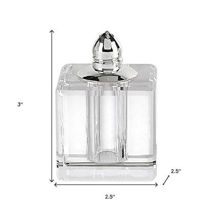 Set of Two Clear And Silver Crystal Pepper Shakers