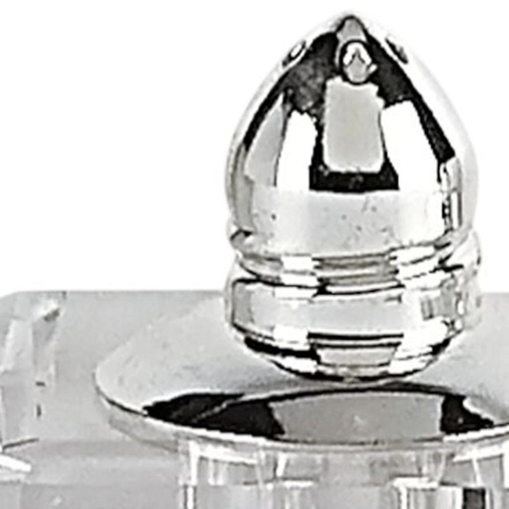 Set of Two Clear And Silver Crystal Pepper Shakers