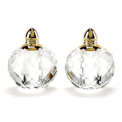 Set of Two Clear And Gold Crystal Geometric Pepper Shakers