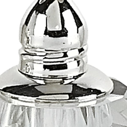 Set of Two Clear And Silver Crystal Geometric Pepper Shakers