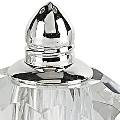 Set of Two Clear And Silver Crystal Geometric Pepper Shakers