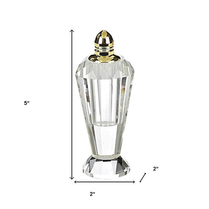 Set of Two Clear And Gold Crystal Geometric Pepper Shakers