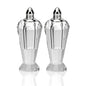 Set of Two Clear And Silver Crystal Geometric Pepper Shakers