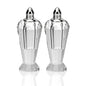 Set of Two Clear And Silver Crystal Geometric Pepper Shakers