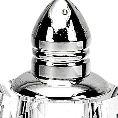 Set of Two Clear And Silver Crystal Geometric Pepper Shakers