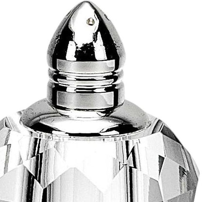 Set of Two Clear And Silver Crystal Geometric Pepper Shakers