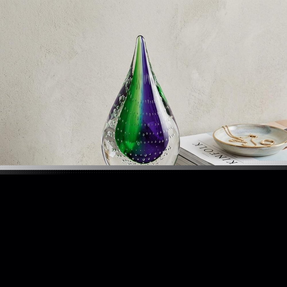 9" Clear Blue and Green Murano Glass Modern Abstract Tabletop Sculpture
