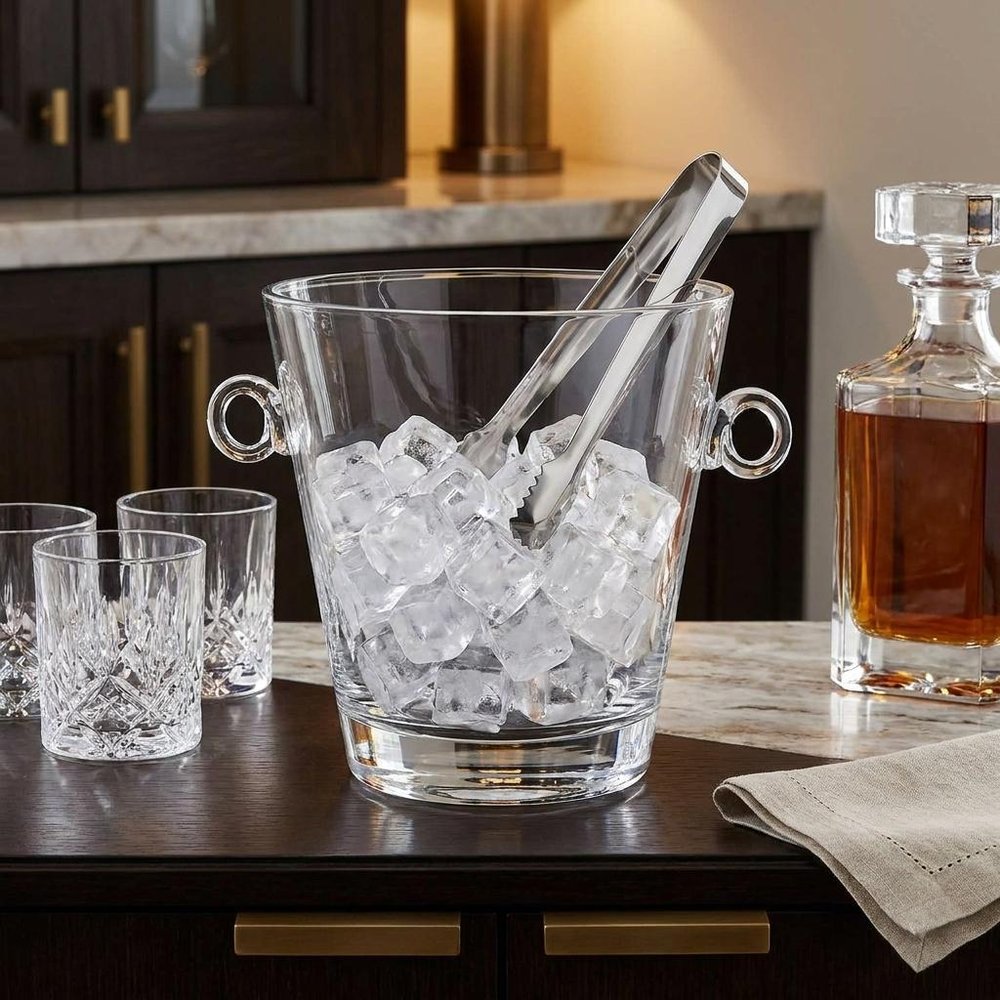 8 Mouth Blown European Glass Ice Bucket Or Cooler