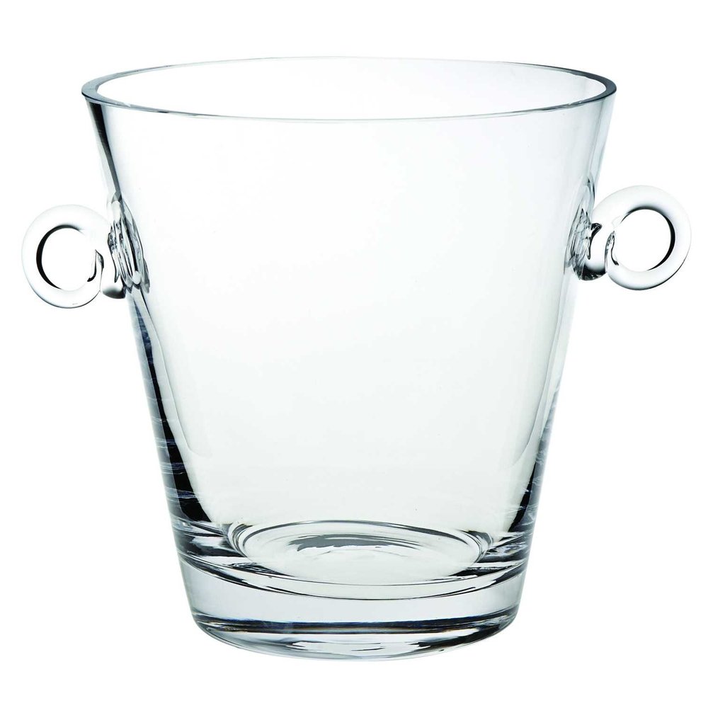 9" Clear Mouth Blown Crystal Ice Bucket