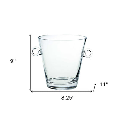 9" Clear Mouth Blown Crystal Ice Bucket