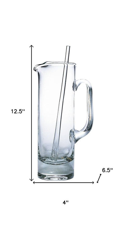 13" Clear Lead Free Crystal Martini Pitcher And Stirrer