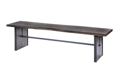 Rectangular Indian Mango Woodbrown Tone Finish W Metal Cladding On The Base Dining Bench