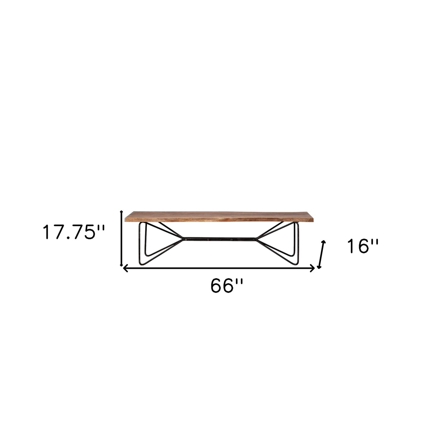 16" Brown and Black Dining Bench