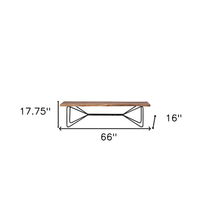 16" Brown and Black Dining Bench