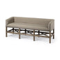 19" Beige and Brown Upholstered Cotton Blend Bench