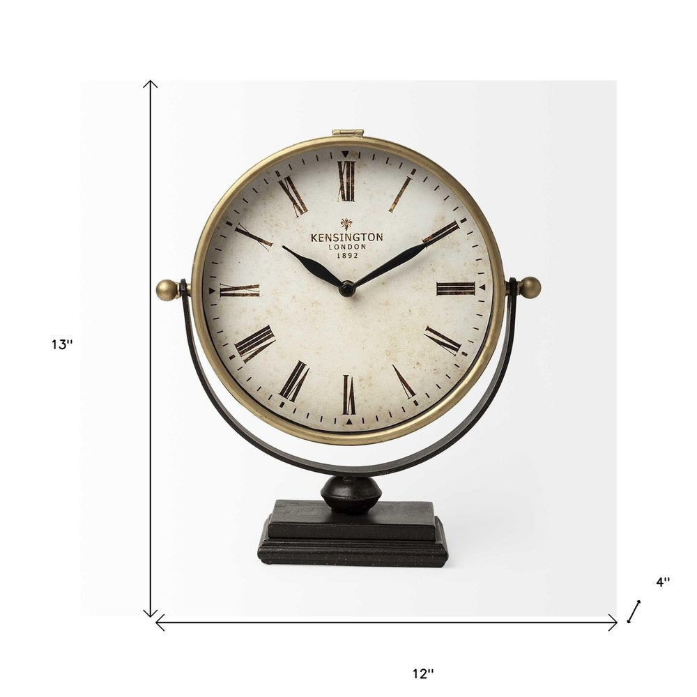 12" Round Gold Metal Wall Clock