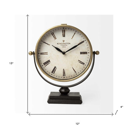 12" Round Gold Metal Wall Clock