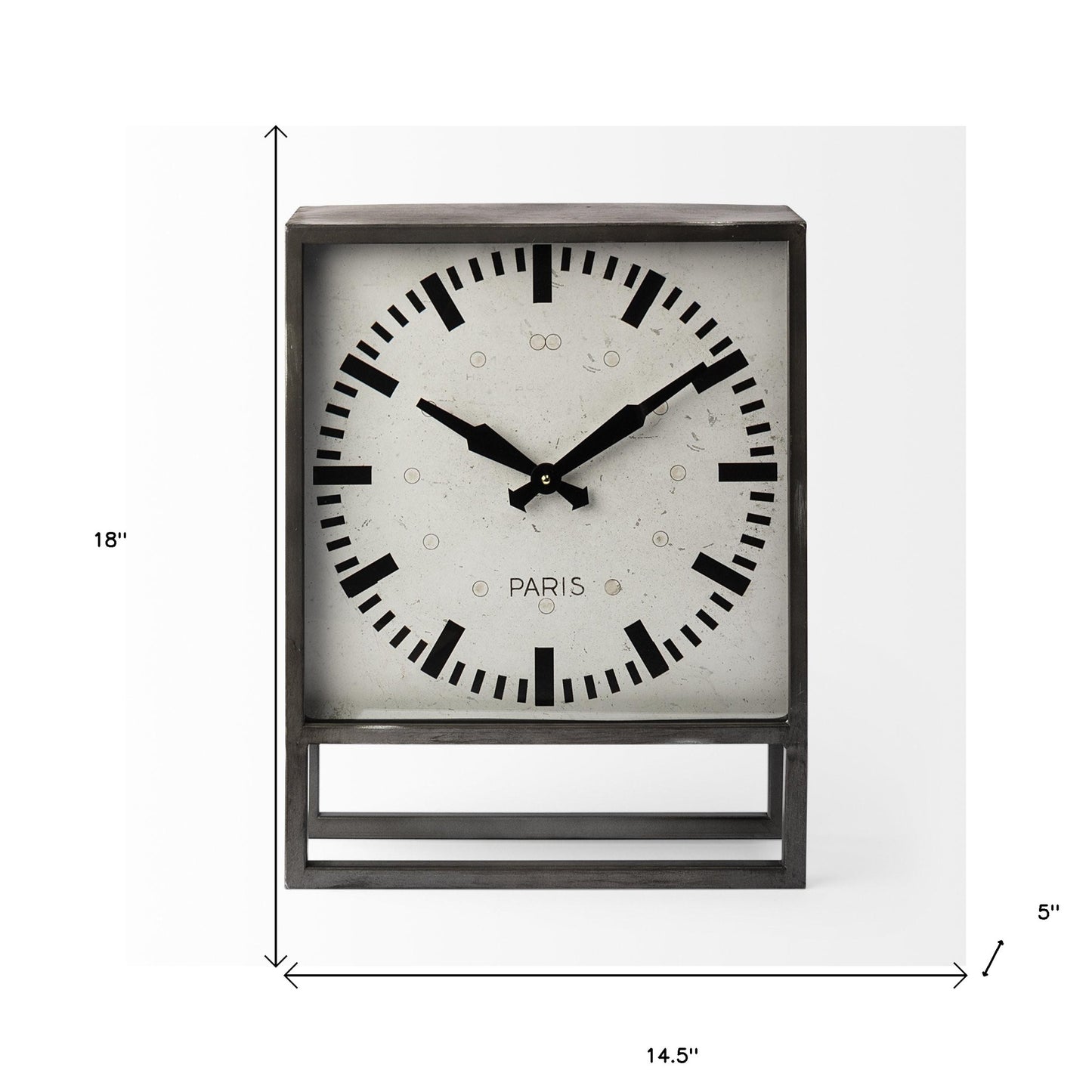 18" Gray Polyresin Table Clock