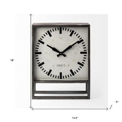 18" Gray Polyresin Table Clock