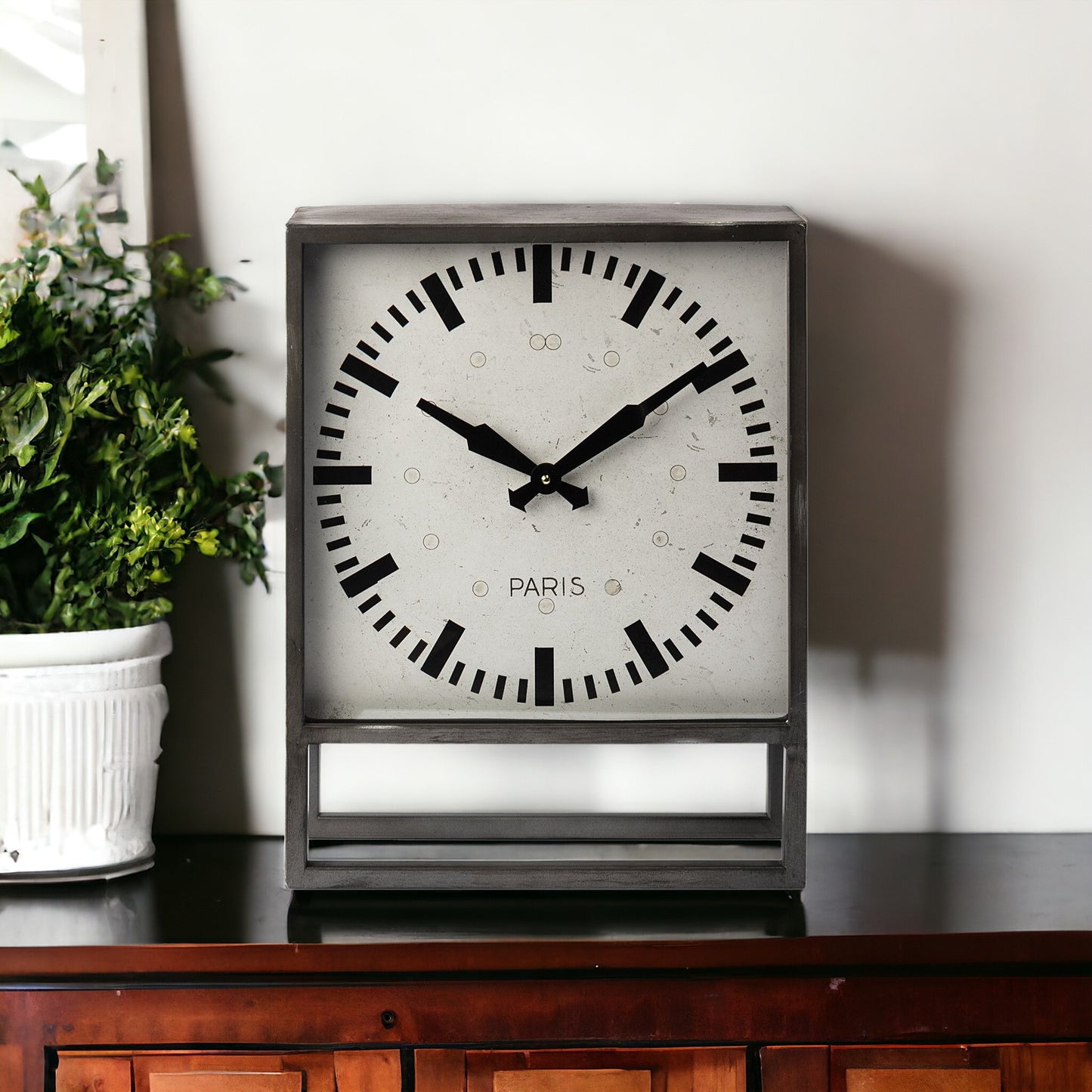 18" Gray Polyresin Table Clock