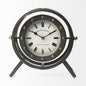 12" Black And White Metal Table Clock