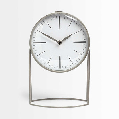 12" Gray Metal Table Clock