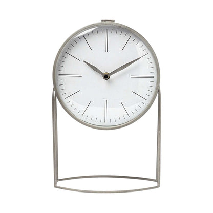 12" Gray Metal Table Clock