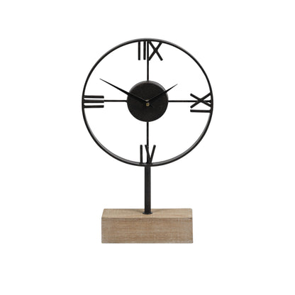 18" Black Metal Table Clock