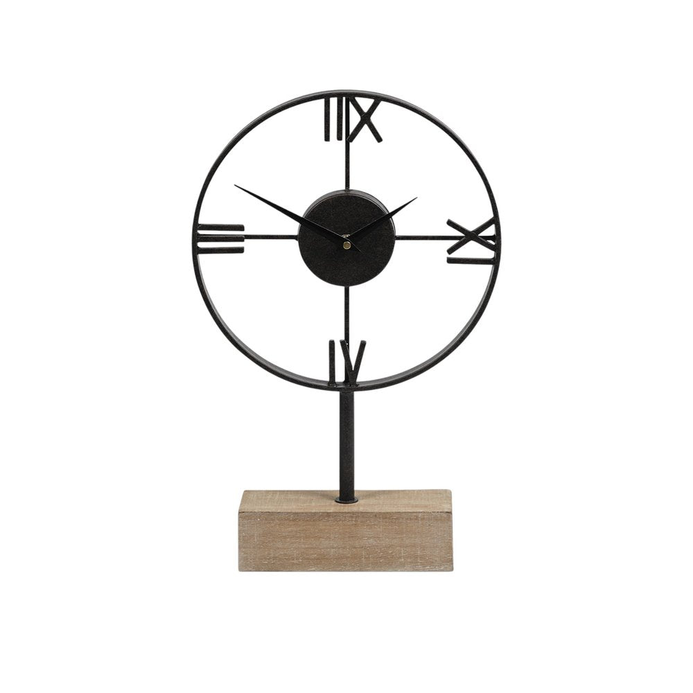 18" Black Metal Table Clock