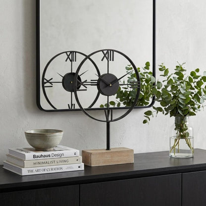 18" Black Metal Table Clock