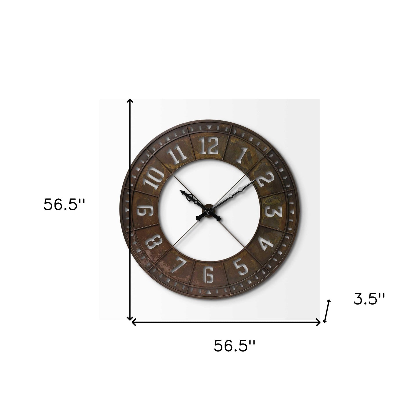 57" Round Industrial Brown Wall Clock