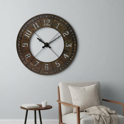 57" Round Industrial Brown Wall Clock