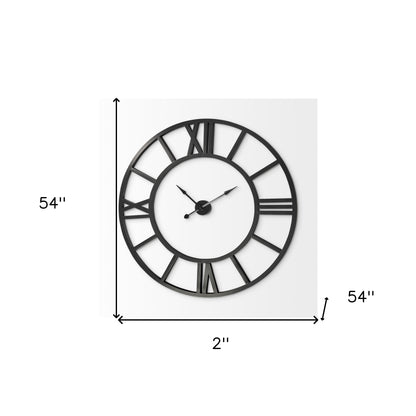 54" Round Xl Industrial Style Wall Clock With Open Face Desing