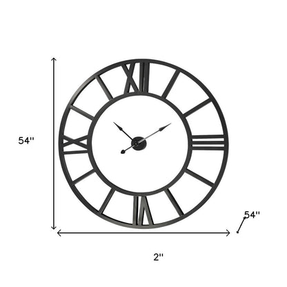 54" Round Xl Industrial Style Wall Clock With Open Face Desing