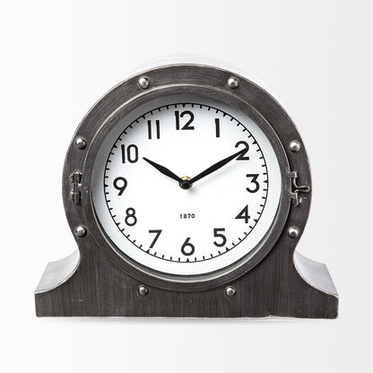 10" Gunmetal Metal Table Clock